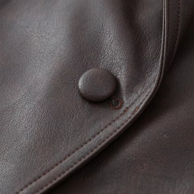 Elegante, zeitgenössische, luxuriöse Leder Wickeljacke für Damen
