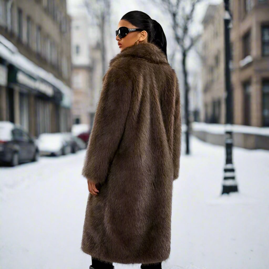 Luxuriöser, übergroßer, eleganter Kunstpelzmantel für Damen