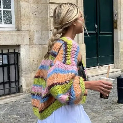 Filiz | Gestreifter offener Pullover