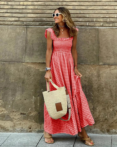 Caroline™ | Elegantes kariertes Sommerkleid