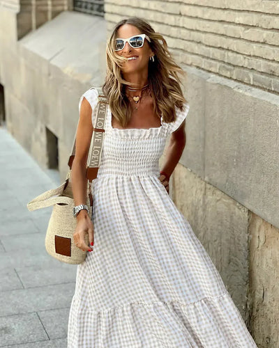 Caroline™ | Elegantes kariertes Sommerkleid
