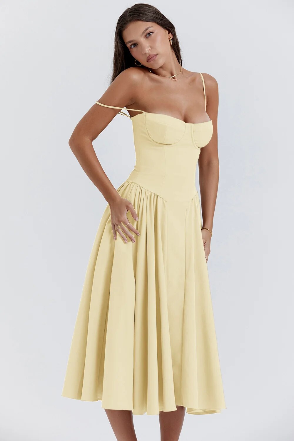 Nina - Ärmelloses Korsett-Midikleid