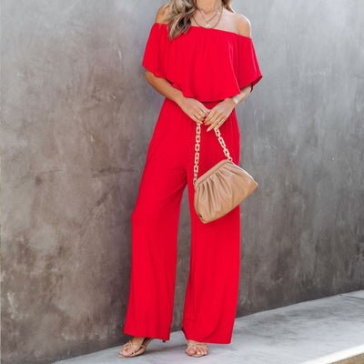 SANNE - Geraffter schulterfreier Jumpsuit