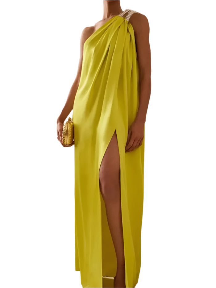EleganceOne Asymmetrisches Maxikleid – Sophistiziertes Ein-Shoulder-Kleid