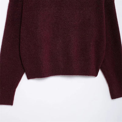 Pilar | elegant Burgundy Hoher Kragen Damenpullover