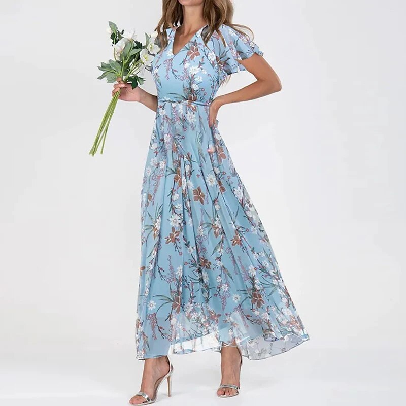 Josephine - Langes Sommerkleid mit floralem Muster