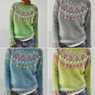 Rafaela | Geometrischer Kontrast Pullover für Frauen