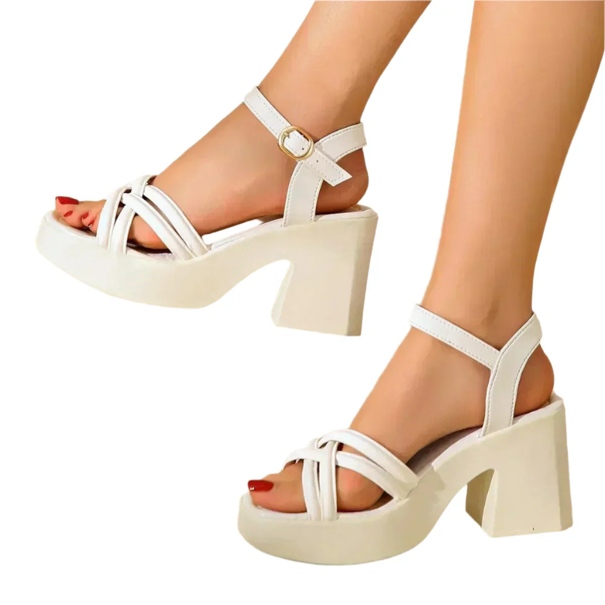 Naya – Luxuriöser, eleganter Sandale mit skulpturierter Absatz und frischen Riemen