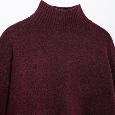 Pilar | elegant Burgundy Hoher Kragen Damenpullover