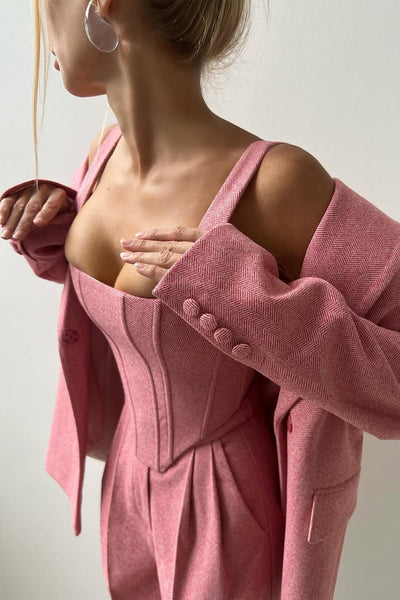 FIGEN - DREITEILIGES SET MIT DOPPELREIHIGEM BLAZER