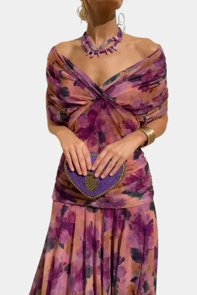 Florayne™ - Elegantes Fließendes Midikleid mit V-Ausschnitt