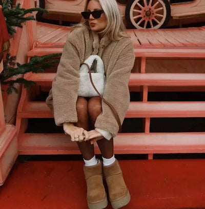 Cozy Chic Sherpa Jacke für Damen - Weich, Übergroß, Komfortabel