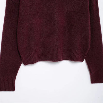 Pilar | elegant Burgundy Hoher Kragen Damenpullover