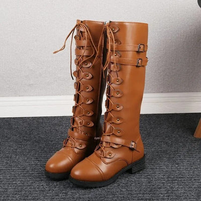 Fiona - Retro-Schnallenschnürstiefel