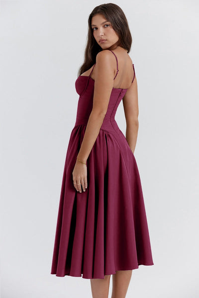 Nina - Ärmelloses Korsett-Midikleid