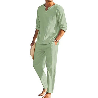 Herrenhemd mit V-Ausschnitt und Bundhose