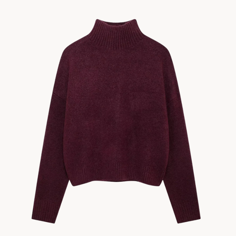 Pilar | elegant Burgundy Hoher Kragen Damenpullover