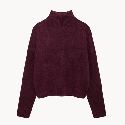 Pilar | elegant Burgundy Hoher Kragen Damenpullover