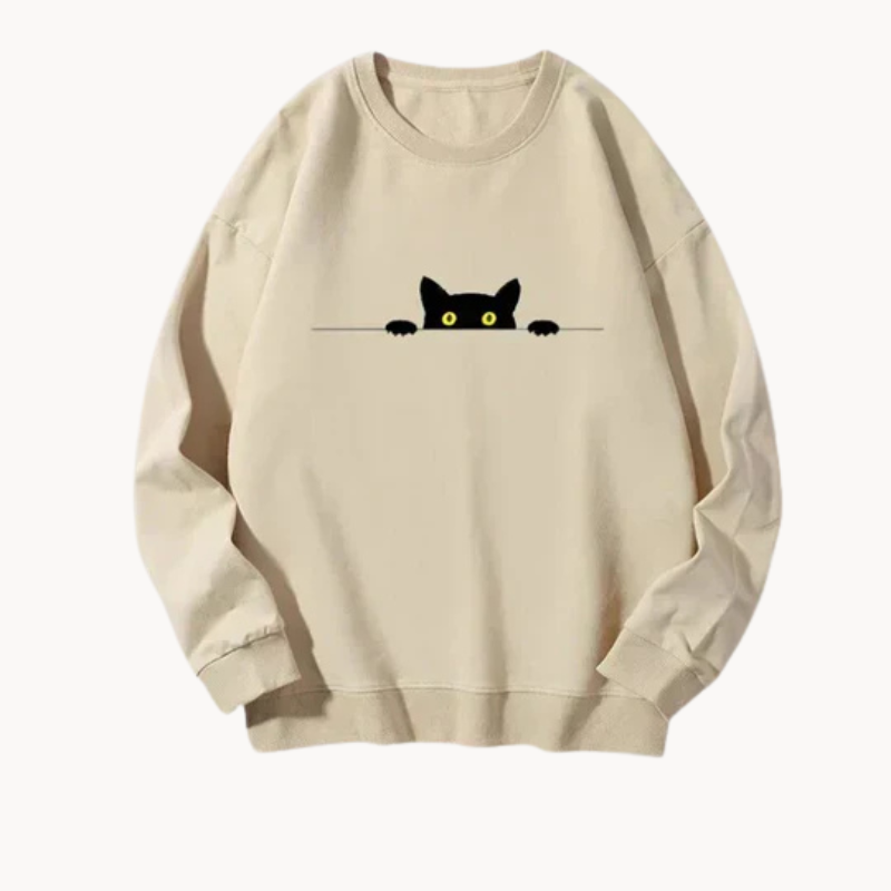 Victoria | Playful Schwarz Katze drucken Frauen Sweatshirt