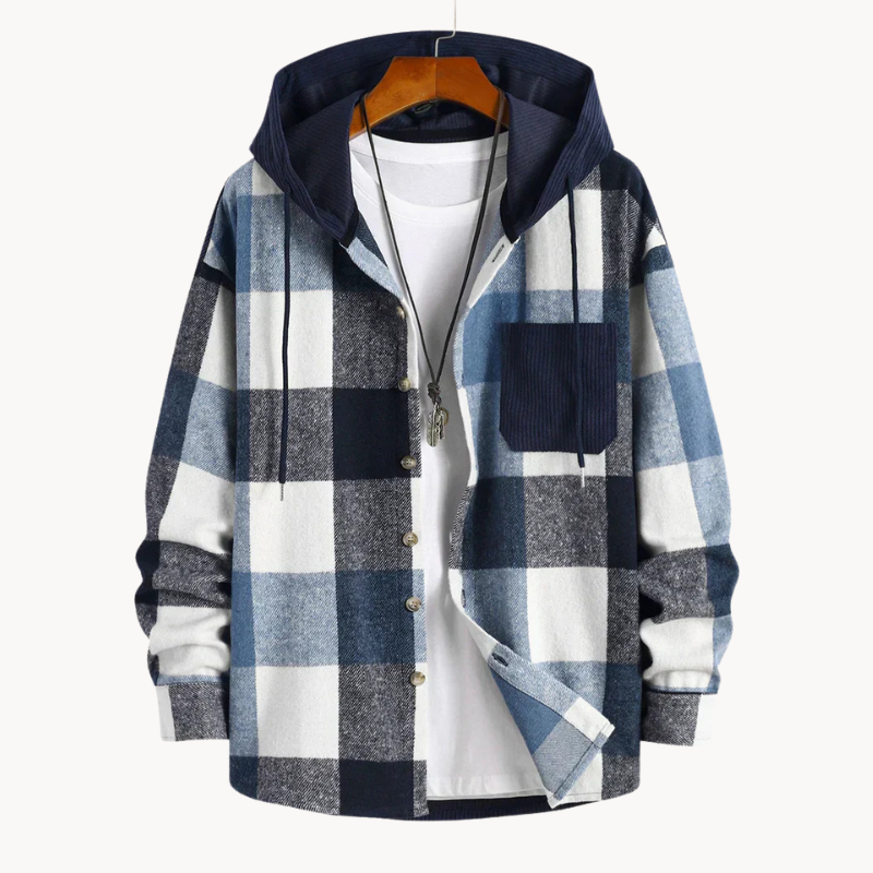 Xavier | Relax Fit Flanell Herren Sweatshirt mit Kapuze