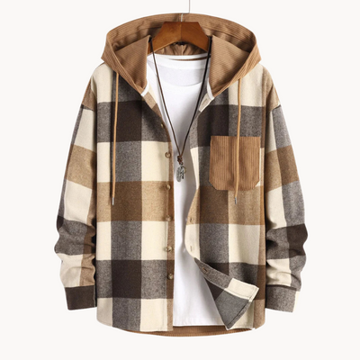 Xavier | Relax Fit Flanell Herren Sweatshirt mit Kapuze