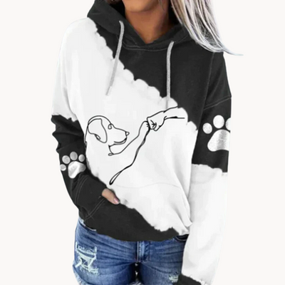 Kornelia | Playful Dog Print Damen Kapuzenpulli