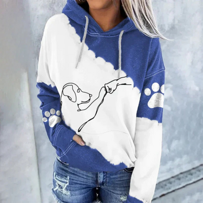 Kornelia | Playful Dog Print Damen Kapuzenpulli