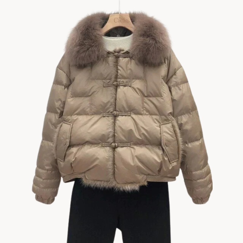 Rita | Vintage Rosa gesteppte Damen-Pufferjacke