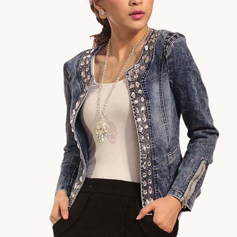 Sabrina | Schimmernde Pailletten Jacke mit Reißverschluss für Frauen