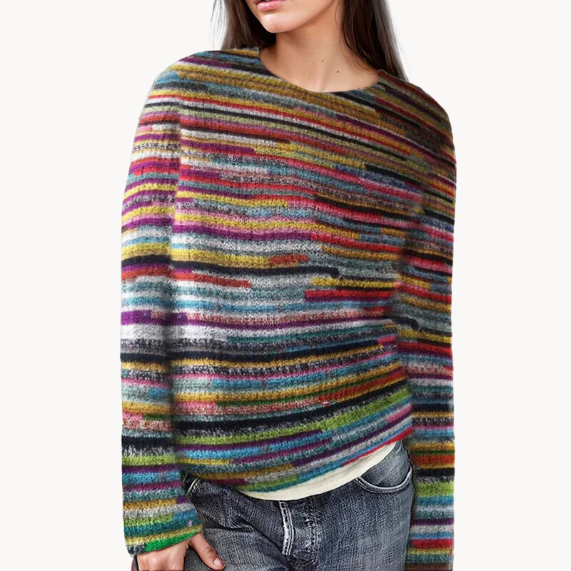 Aria | Bunt gestreift Bequemer Pullover für Frauen