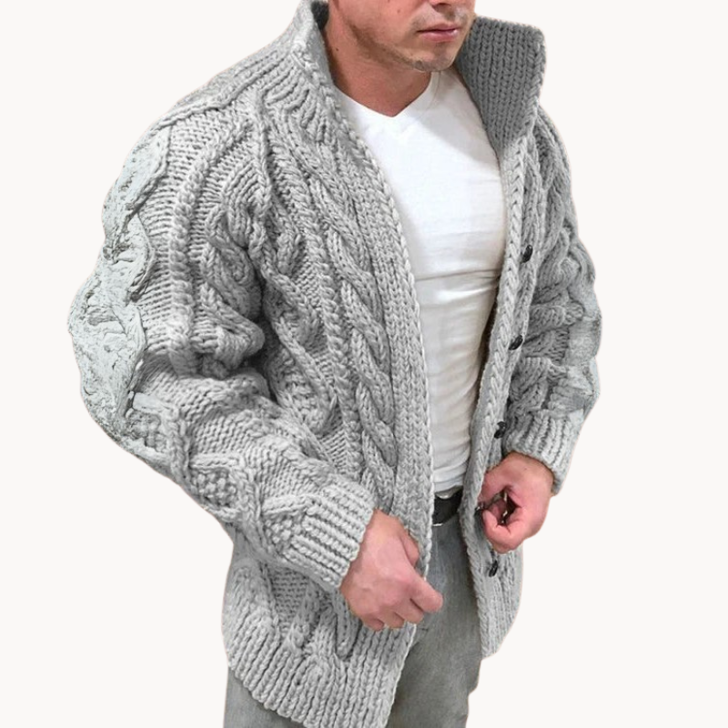 Jelle | Wildlederkragen Stilvolle Herrenstrickjacke