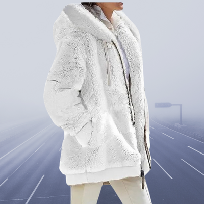 Luxuriöse, kuschelige, mit Sherpa gefütterte Kapuzenjacke für Damen