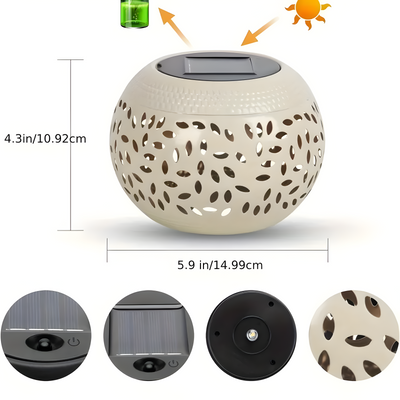 LumaWeave – Solarbetriebene Tischlampe mit geöstem Muster