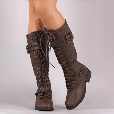 Fiona - Retro-Schnallenschnürstiefel
