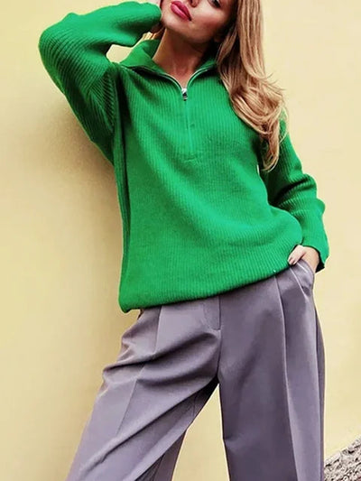 Helene | Warmer Damenpullover mit Reißverschluss und Rollkragen