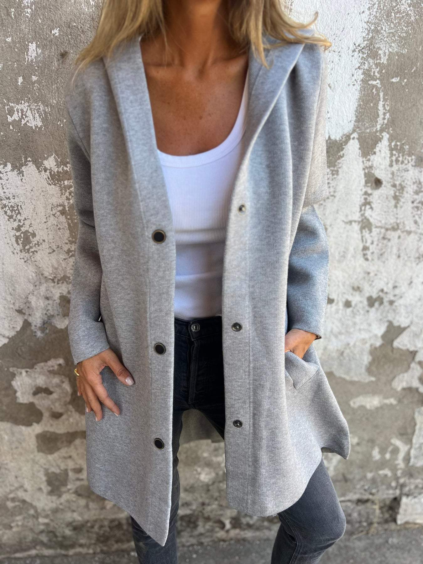 Hanneke™ | Sommerblazer mit Knöpfen und Kapuze