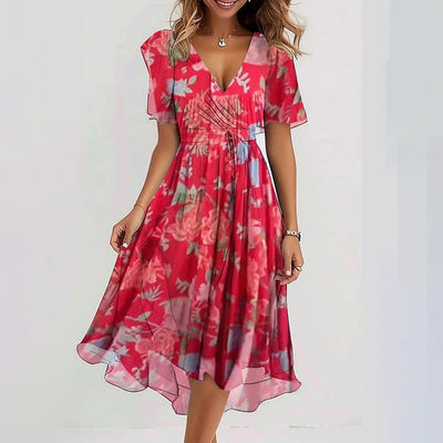 Laika - Geblümtes Midi-Sommerkleid aus Chiffon