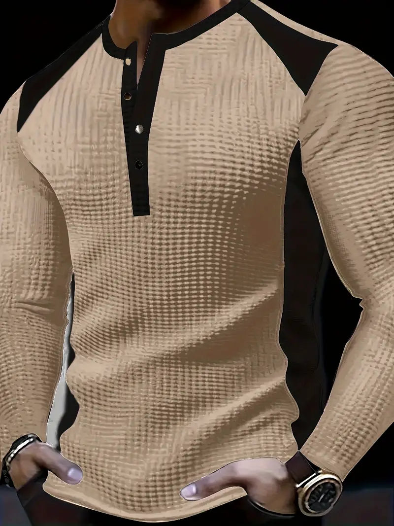 Kyran – Langärmliges Henley Hemd Mit Waffelmuster