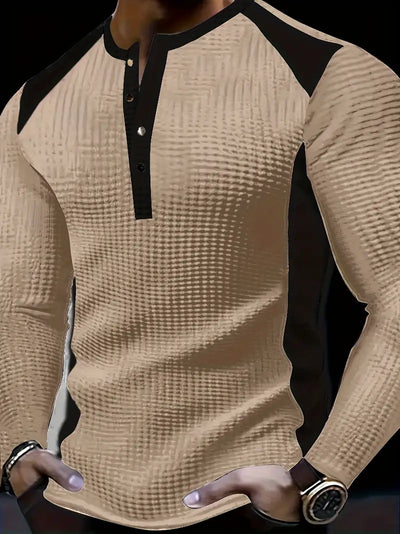 Kyran – Langärmliges Henley Hemd Mit Waffelmuster