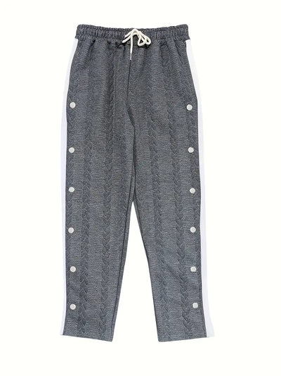 Jonass – Gestrickte Hose Mit Weitem Bein Und Seitlichen Knöpfen