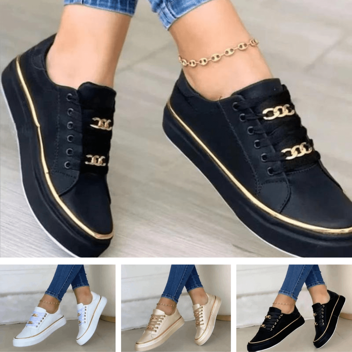 Ella - Modische Sneakers mit Ketten