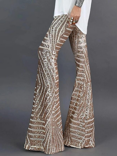 Ausgestellte Glitzerhose für Damen | Lang