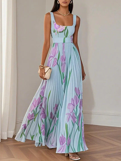 Sophie™ | Luxuriöses plissiertes Maxikleid mit Blumenmuster