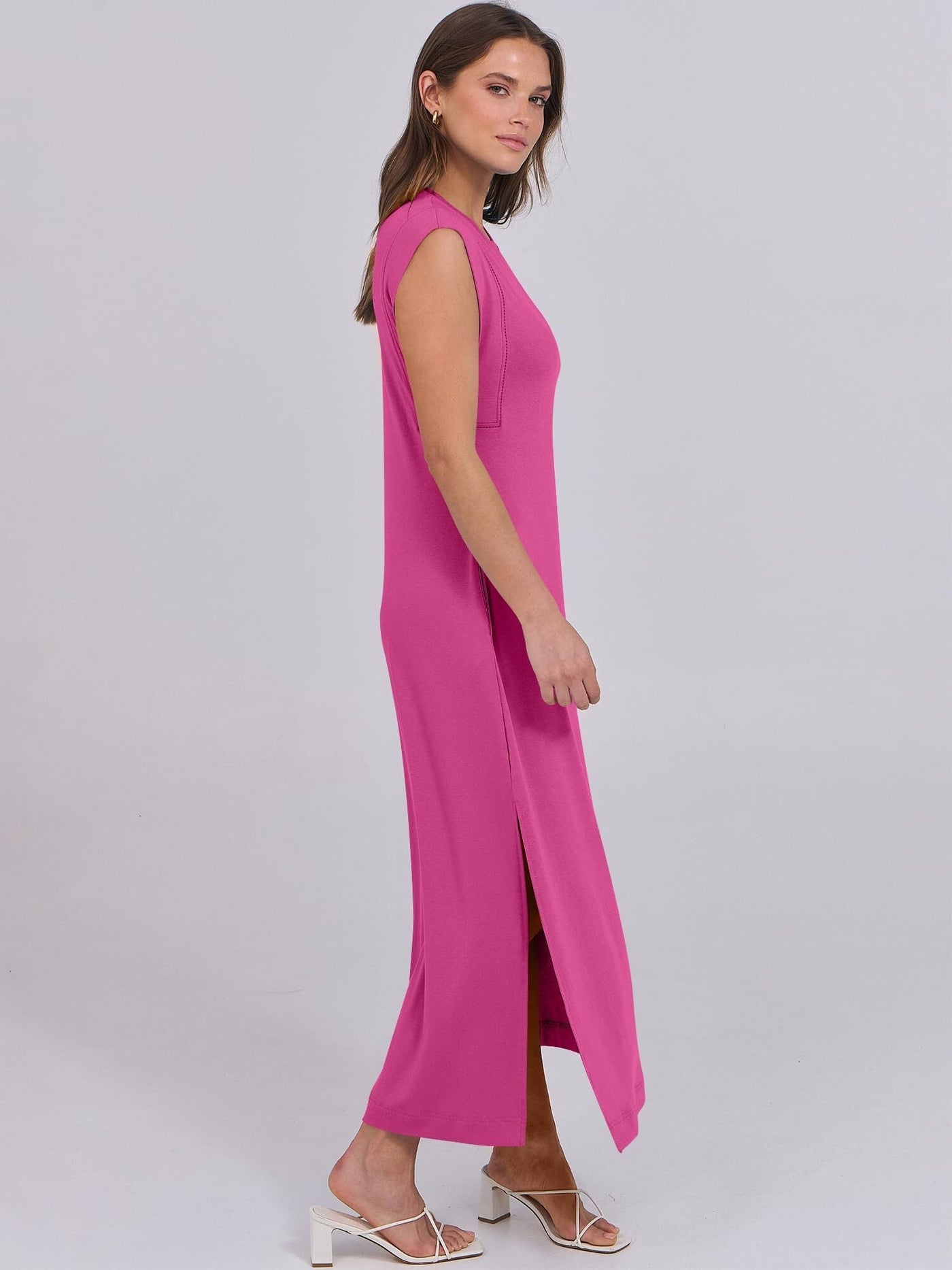 Breezeluxe Legeres Sommer-Maxikleid – Kurze Ärmel und Rundhalsausschnitt