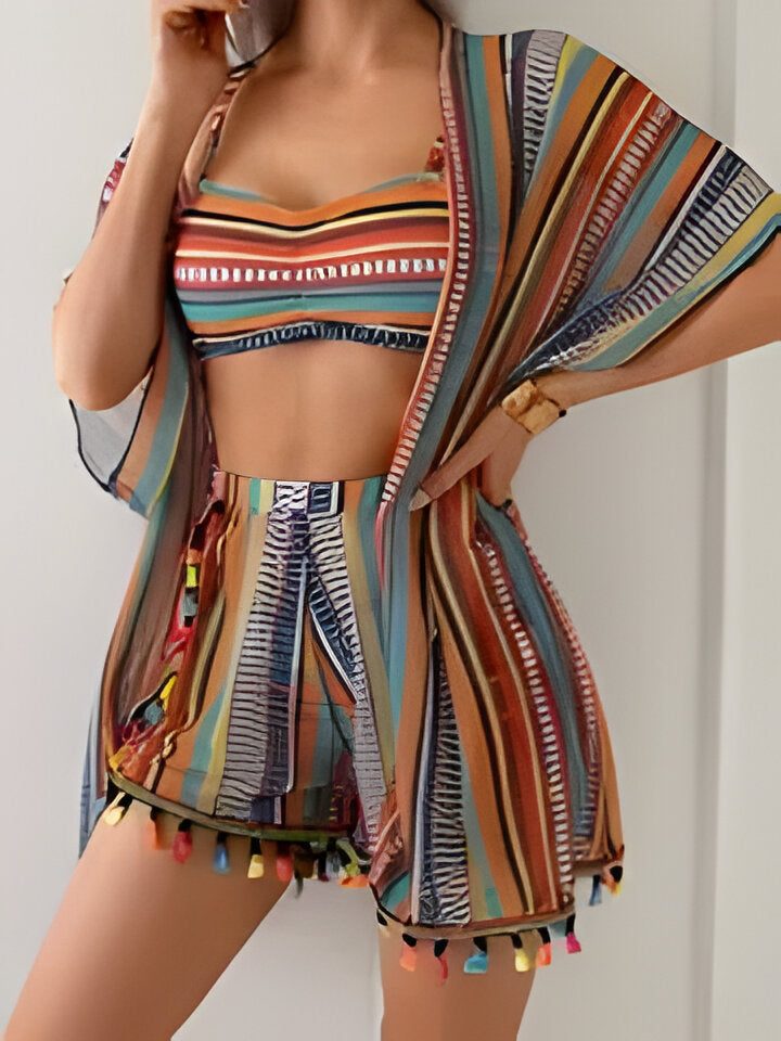 Ivie | Sexy bedruckter dreiteiliger Badeanzug für Frauen