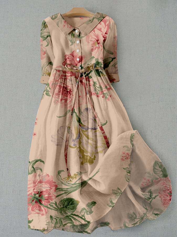 Liana - Geblümtes Midi-Hemdkleid mit Gürtel