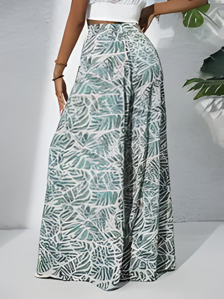 Antonella | Bohemian Floral Print Chiffon Hose mit weitem Bein für Frauen