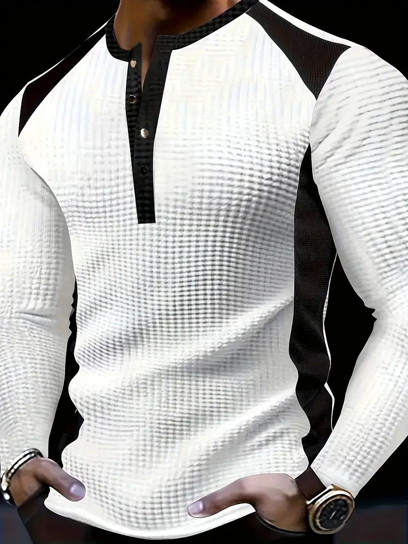 Kyran – Langärmliges Henley Hemd Mit Waffelmuster