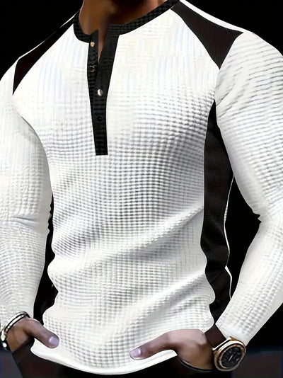 Kyran – Langärmliges Henley Hemd Mit Waffelmuster