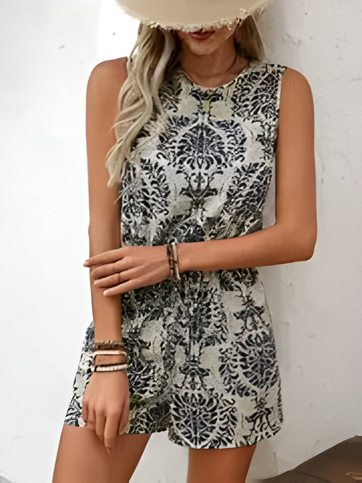 Jaliyah | Eleganter ärmelloser Strampler mit Rundhalsausschnitt Jumpsuit